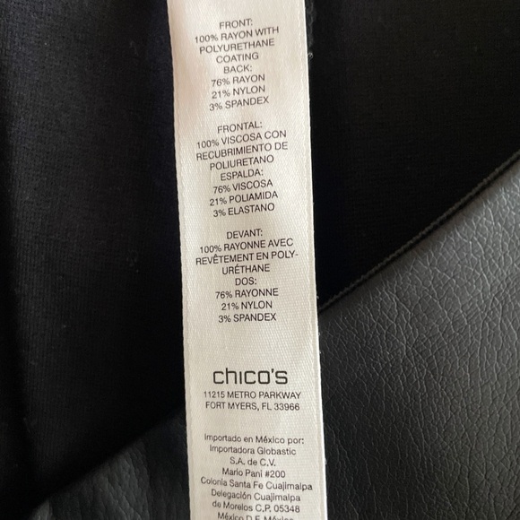 *NEW Chico’s The Abbey Pieced Pant Faux Leather black size 2 10 12 - Picture 10 of 12